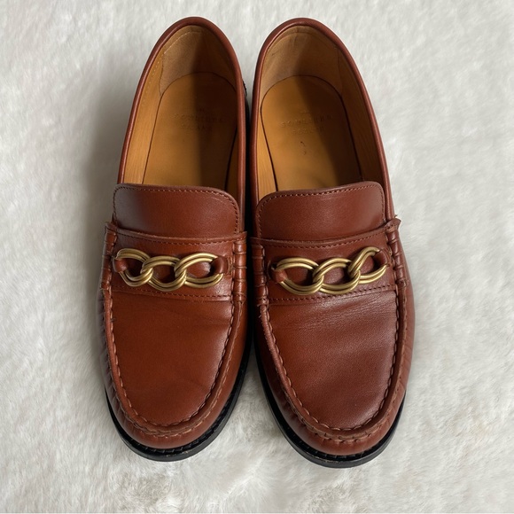 Sezane Vicky Soft Carmel Loafers with Gold Chain Detail | 36 - Picture 2 of 14